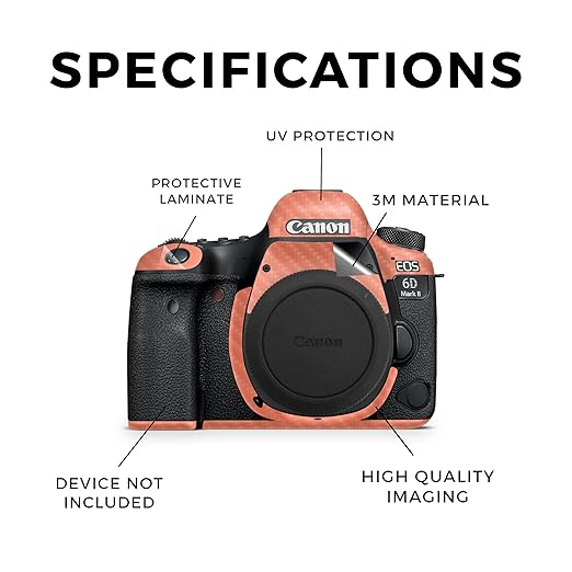 Carbon Fiber Camera Skin Compatible with Canon EOS 6D Mark II Camera (2017) - Solid Salmon - Premium 3M Vinyl Protective Wrap Decal Cover - Easy to Apply | Crafted in The USA by MightySkins