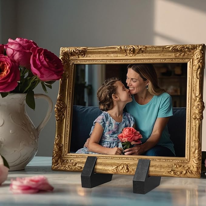 Plate Display Stand Pack of 3, Wooden Photo Stands for Table Display, 6-Inch Plate Stand for Display, Vinyl Record Display Stand, Wooden Photo Easels for Display