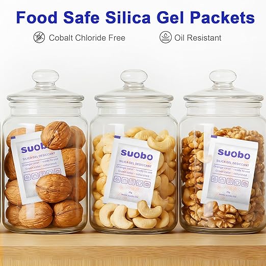 Silica Gel Packets, 20 Gram 85 Packs Moisture Absorbers for Food Grade, Desiccant Packs for Storage with Color Indicating, Rechargeable Silica Packets for Food Storage, Electronics, Tools, Safes