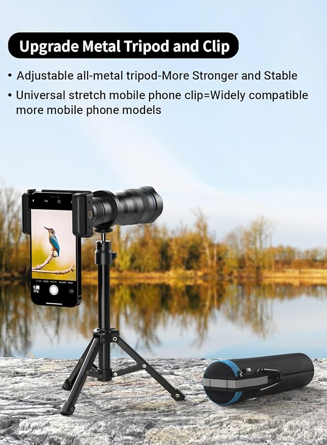36X Telephoto Lens, Evil Eye High Power HD Telephoto Phone Lens with Tripod for Android & iPhone, Samsung and Most Smartphone