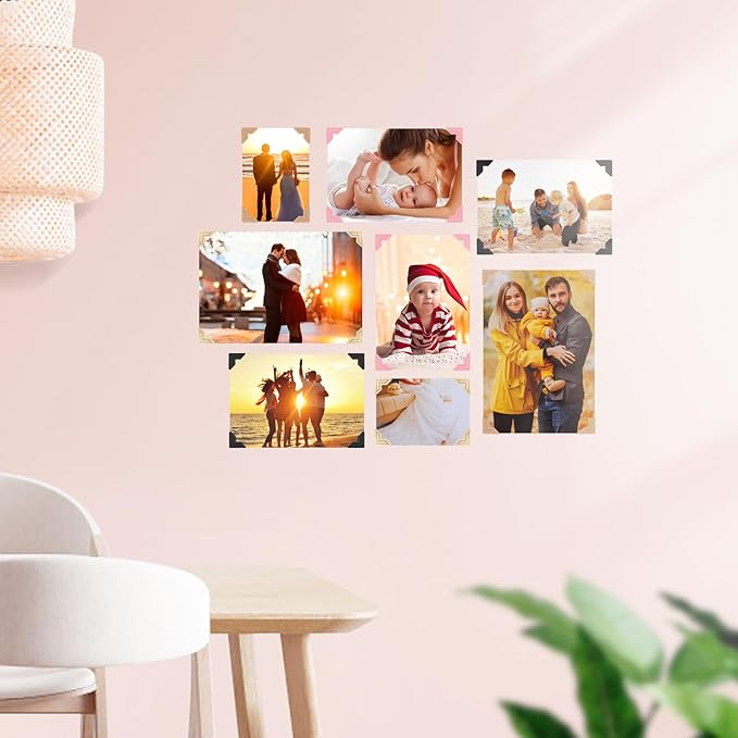 GOONAVI 15 Sheets 360 PCS Cowhide Photo Corners Notebook, Self-Adhesive Corners for DIY Album Journal, Corner Stickers for Trip Memory Book