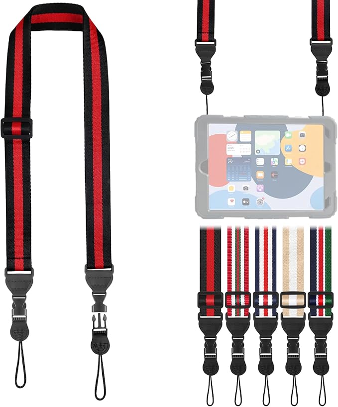 Adjustable Shoulder Strap, Comfortable for Camera Neck Lanyard iPad Strap iPad Strap for iPad, Camera, Binocular, Crossbody, Tablet, Laptop, Binocular, Luggage Bag(Black, Red & Black A16)