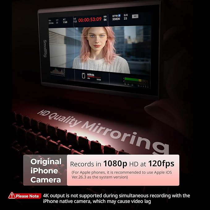 SmallRig Pink Phone Monitor Screen with Wireless Control, 1080P Wireless Recording, Magnetic Video Monitor for MagSafe for iPhone, for Vlogging Live Streaming Content Creation-5746