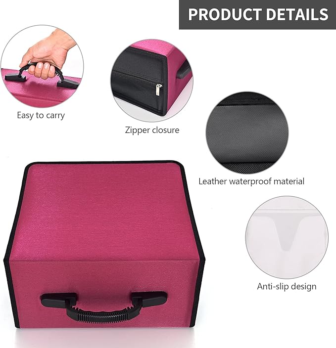 alavisxf xx CD Case, 432 Capacity DVD Case Holder, Heavy Duty Zipper Protective Movie Media Storage Organizer Binder Wallet for Car Home Office Travel (Red, 432 Capacity)