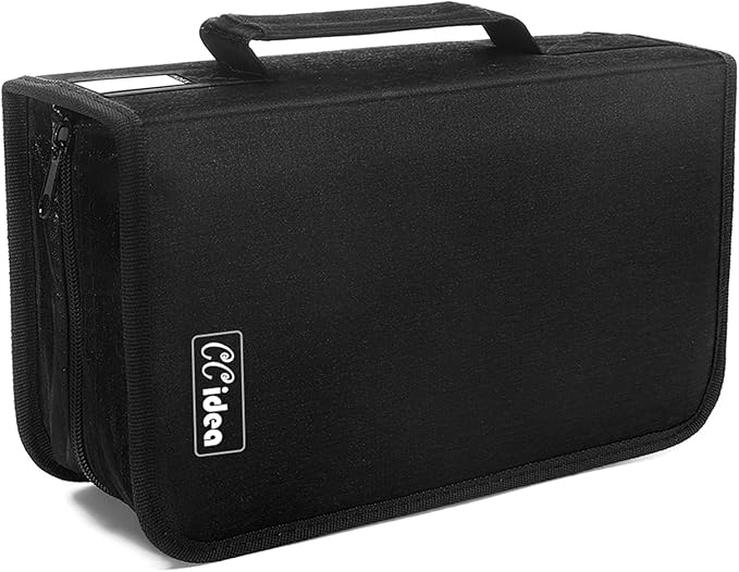 CCidea CD Case DVD Storage Holder, 128 Capacity DVD Cases Organizer CD Plastic Protective Carrying Binder,Portable Cd Wallet for Home Travel (Black)