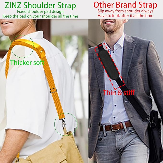 ZINZ Shoulder Strap 58" Ultra-Thick Fixed Padded and Adjustable Buckles Crossbody Strap for Briefcase Laptop Bag Luggage