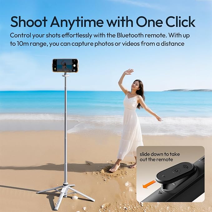 ULANZI Magnetic Phone Tripod, MT85 Auto Open Tripod with Enhanced 4-Leg, 60'' Selfie Stick Extendable Phone Stand, for Content Creation/Vlog, Compatible with iPhone 17/16/15/14/13/12 (Black)