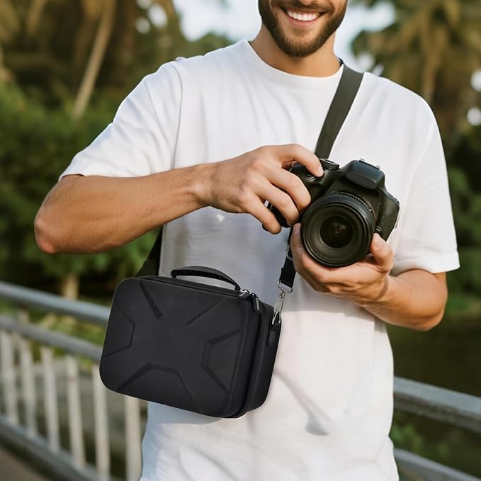 Comecase Hard Camera Case for Canon EOS Rebel T7 R50 R100 R10 R5 R6 R8 Mark II, DSLR Mirrorless Camera Bag with 6 Slots &Adjustable Divider for Lens and Accessories, Travel Storage, Jet Black