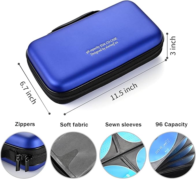 DVD Case, EVA CD Case Holder Storage Organizer Portable Protective DVD Wallet Holder for Car