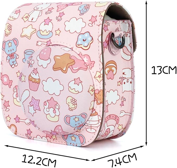 Frankmate Protective Case Compatible with Mini 12 11 9 8 Instant Film Camera with Pocket and Adjustable Strap (Canvas Bunny)