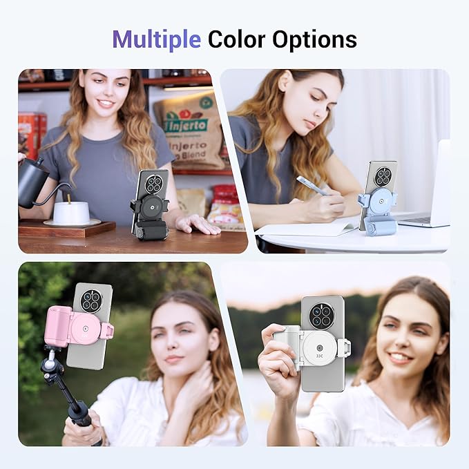 Phone Camera Grip Smartphone Photography Shooting Clip with Tripod Mount & Detachable Wireless Shutter Remote Control, Cellphone Selfie Grip Handle Stand for iPhone & Other Phone Vlog Video Black