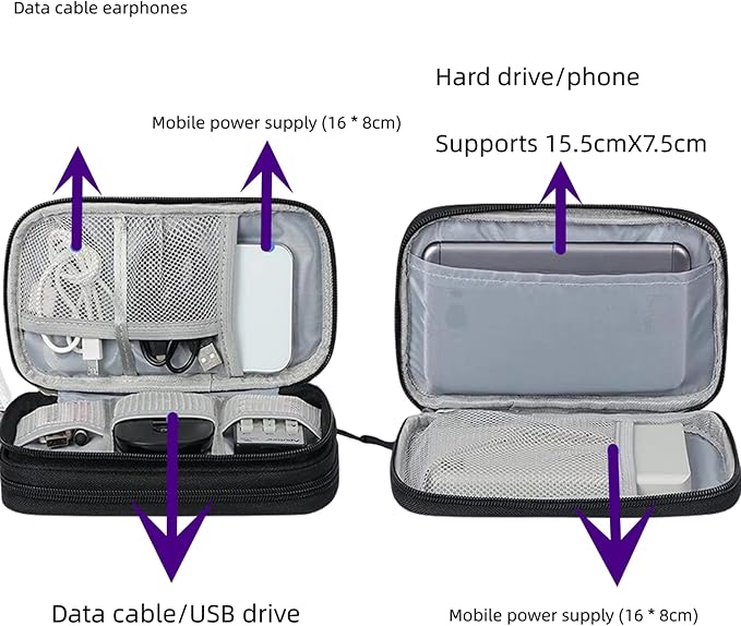 Electronic Organizer Travel Cable Accessories BagPouch Portable Waterproof Storage Bag Electronic Organizer Case for Cable, Mouse,USB Cable,Power Bank,Cord, Charger, Phone, Earphone