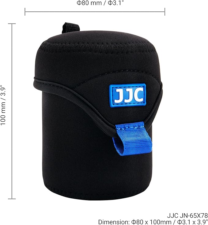 JJC Water Resistant Neoprene Camera Lens Pouch Case, Fold-Over Lens Bag for Mirrorless Lenses Up to 2.6 x 3.1(D X H) for Canon RF 50mm f/1.8, Sony FE 55mm f/1.8, Sigma 56mm f/1.4 etc.