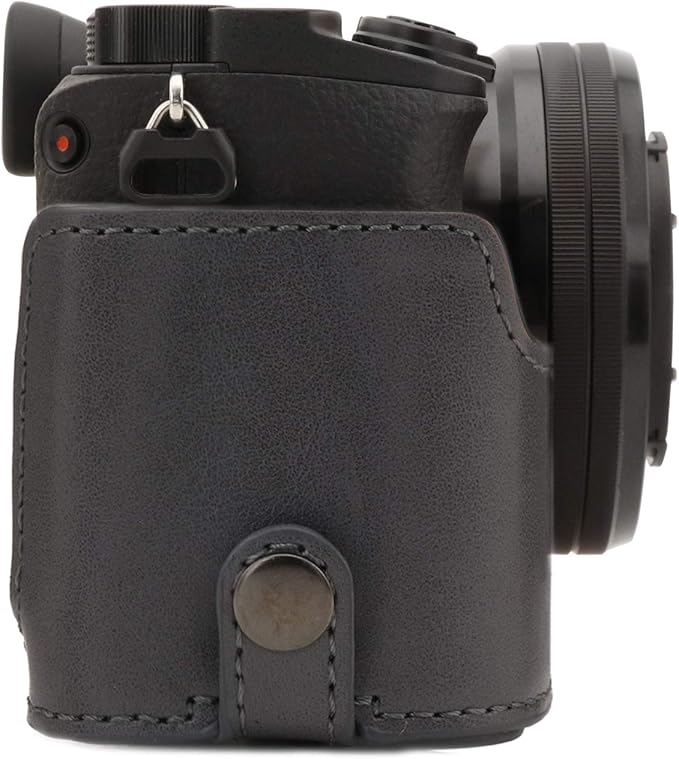 MegaGear Ever Ready Leather Camera Case Compatible with Sony Alpha A6100, A6400 (18-135mm), Grey (MG1663)