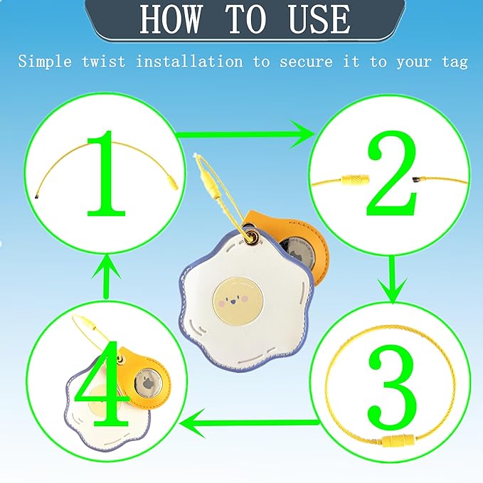 Cute Leather Luggage Tag Holder with Airtag Case Set,Hidden Compartment for AirTag Travel Suitcase Tracking Case with Stainless Steel Loop,Name ID Label(Egg)