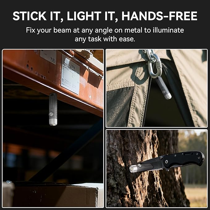 S11-T Rechargeable Keychain Flashlight, 500 High Lumens EDC Mini Flashlight with Magnet, LED Pocket Light Suitable for Outdoor, Camping, Hiking