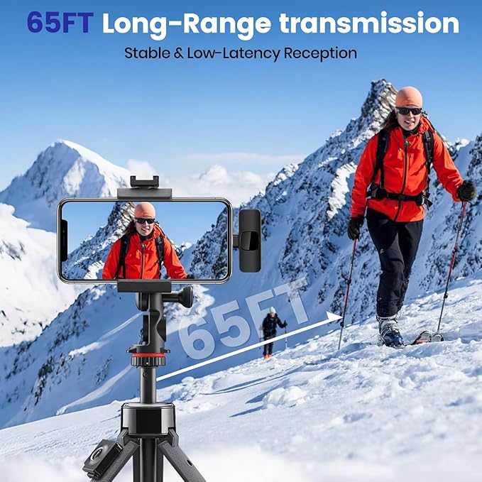 Wireless Lavalier Microphone for iPhone(15/16/17) / Android, Noise Reduction, USB-C Plug and Play Mini Lapel Mic Clip on Microphone Wireless, Ideal for Content Creator, Video Recording, Vlogging