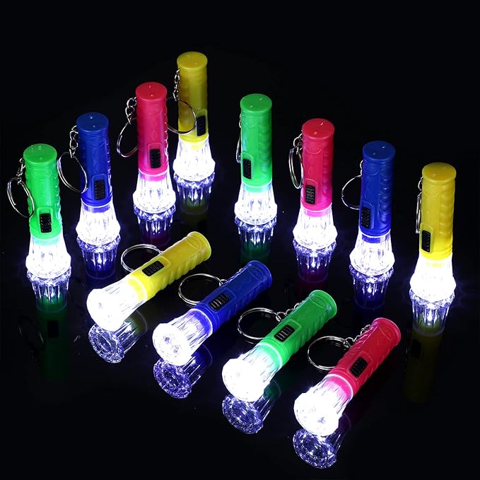 Geelin 200 Pcs Mini Flashlight Keychain 6 Colors Flashlight Small LED Torch Keyring for Hiking Camping Party Favors Travel Night Reading Dog Walking Goody Bag Stuffers