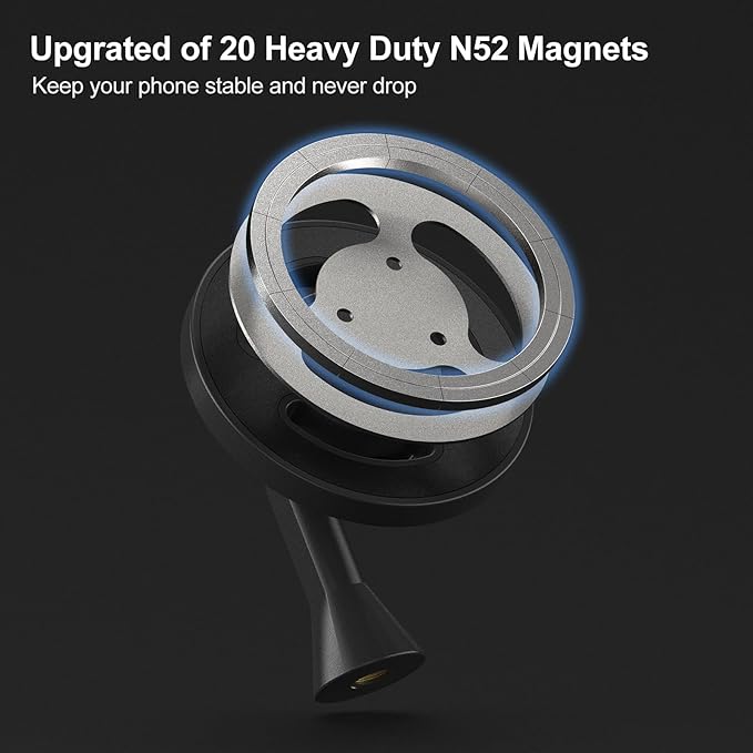 Magnetic Phone Tripod Mount Adapter with 1/4"-20 Screw Hole, Compatible with Magsafe for iPhone 17/16/15/14/13 Plus Pro Max Mini Series, Adjustable Phone Holder for Tripod, Ring Light, Selfie Sticks