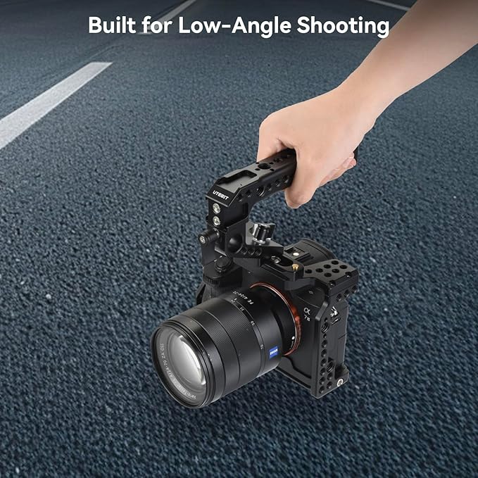 UTEBIT Camera Top Handle and NATO Rail, Top Handle Grip with 1/4" 3/8" ARRI Threads, 4 Cold Shoe Adapters to Mount DSLR with Microphone/LED Light/Monitor