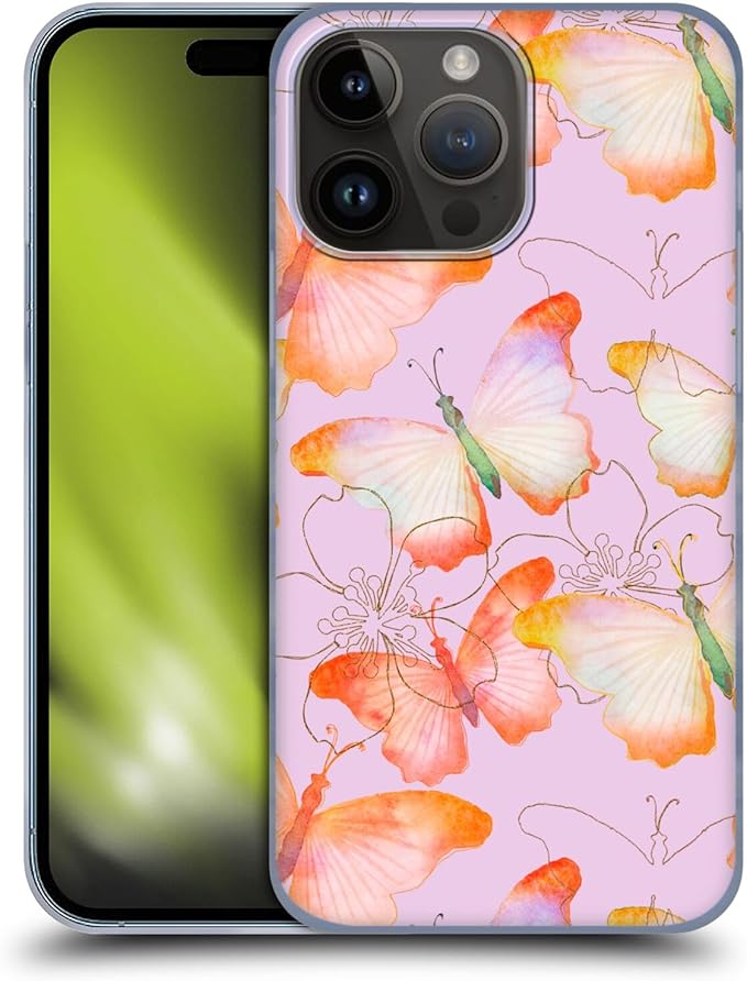 Head Case Designs Officially Licensed LebensArt Watercolor Butterflies Patterns 2 Hard Back Case Compatible with Apple iPhone 15 Pro Max