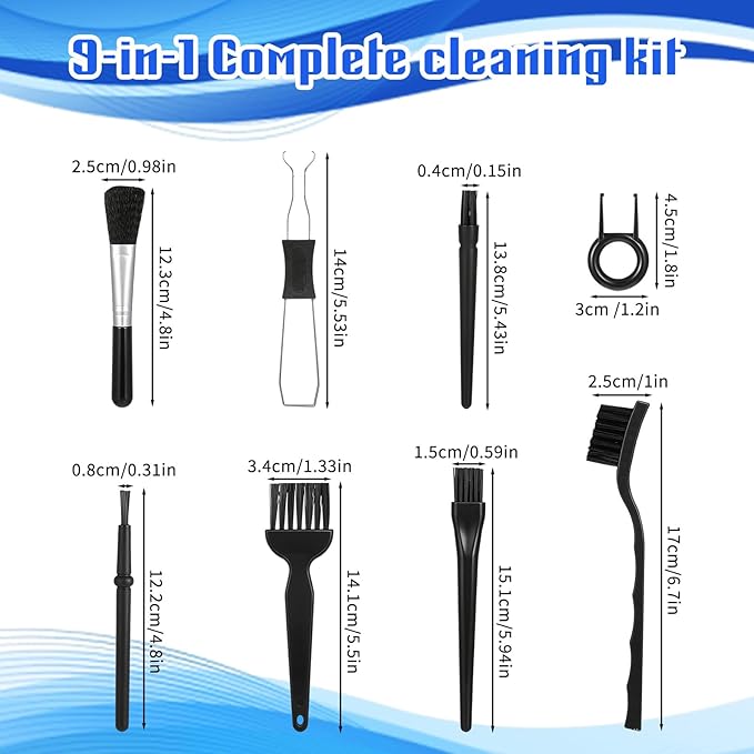9 Pcs Keyboard Cleaning Kit with Keycap Puller & Switch Puller, Mini Keyboard Cleaner Tool Kit PP Handle Nylon Anti Static Electronic Dust Cleaning Brush for Mechanical Keyboard