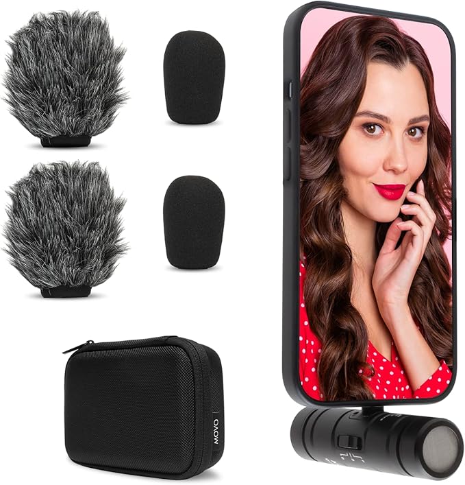 Movo DoubleMic-DI Dual Capsule Microphone for iPhone- Two-Sided Cardioid Condenser Mic for Video Recording- Professional Microphone for iPhone, iPad, iOS- Apple Lightning MFi Certified