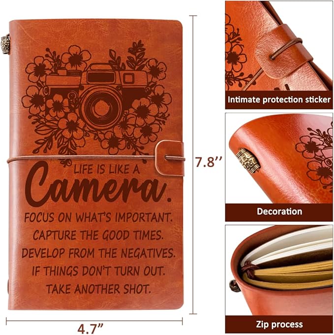 Photographer Gifts Women Men Photographer Leather Journal Notebook with Pen Motivational Inspirational Photography Gifts for Photographers, Photography Lover Gift Ideas
