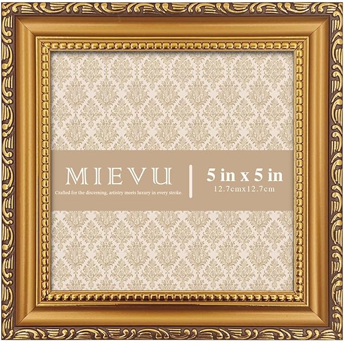 5×5 Gold Picture Frame - Picture Frames for Wall Hanging And Tabletop Display, Vintage Photo Frame for Poster,Vintage Frames,Christmas Frames,with Durable Plexiglass