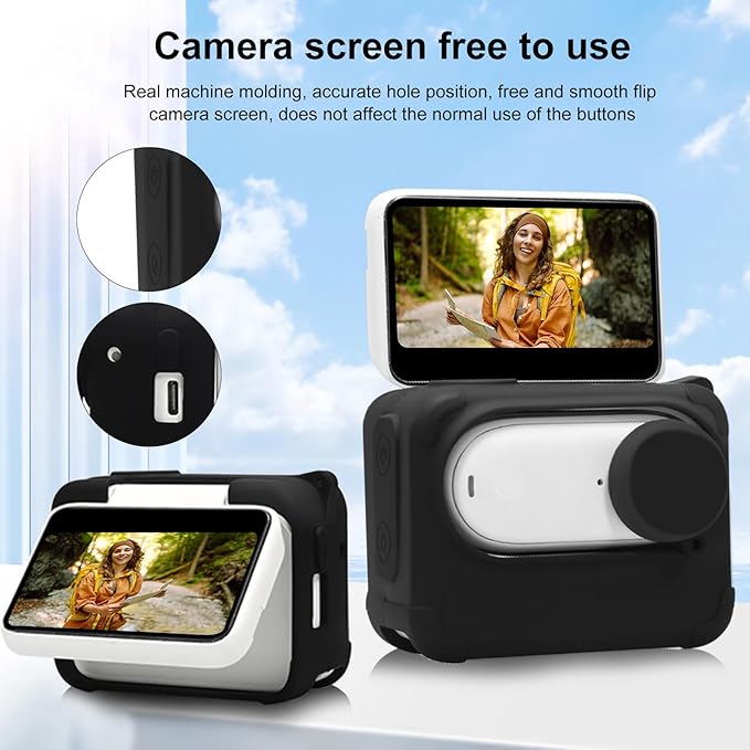 PULUZ Silicone Protective Case Cover for Insta360 GO 3 Camera with Loss Lanyard Camera Silicone Sleeve Accessories (Black)