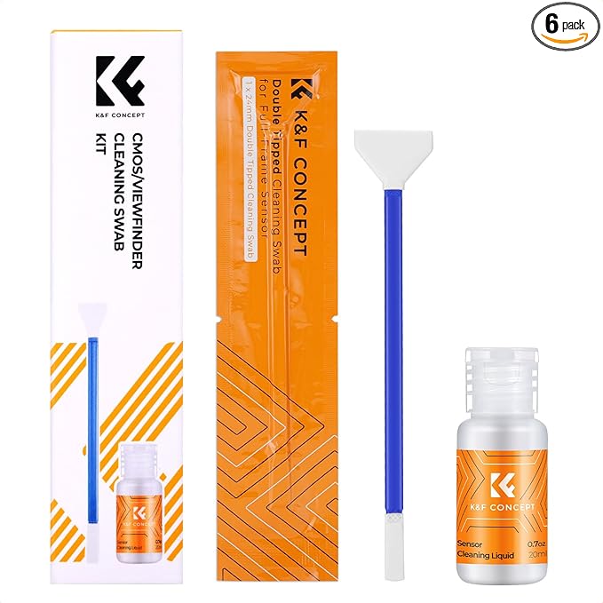 K&F CONCEPT 2-1 24mm Full Frame Sensor Cleaning Swab, Viewfinder Cleaning Swab, with 20ml Sensor Cleaner, DSLR Camera CMOS and CCD Sensor Cleaning Swab Kits Compatible with Nikon Sony Canon Camera