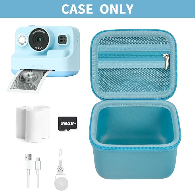 ANKHOH Case for Dylanto/for DUDUDRAGON/for Yehtta/for Gofunly/for LETSHAH Kids Camera Instant Print, 1080P Kid Cameras Storage Organizer Gifts Bag for Printing Paper and Toy Accessories,Blue-Only Box