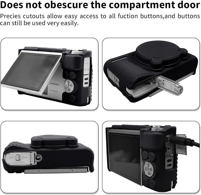 Easy Hood PowerShot SX740/SX730 Camera Case, Camera Cover Silicone Protective Case with Removable Lens Cover, Anti-scratch Soft Camera Body Skin,Black