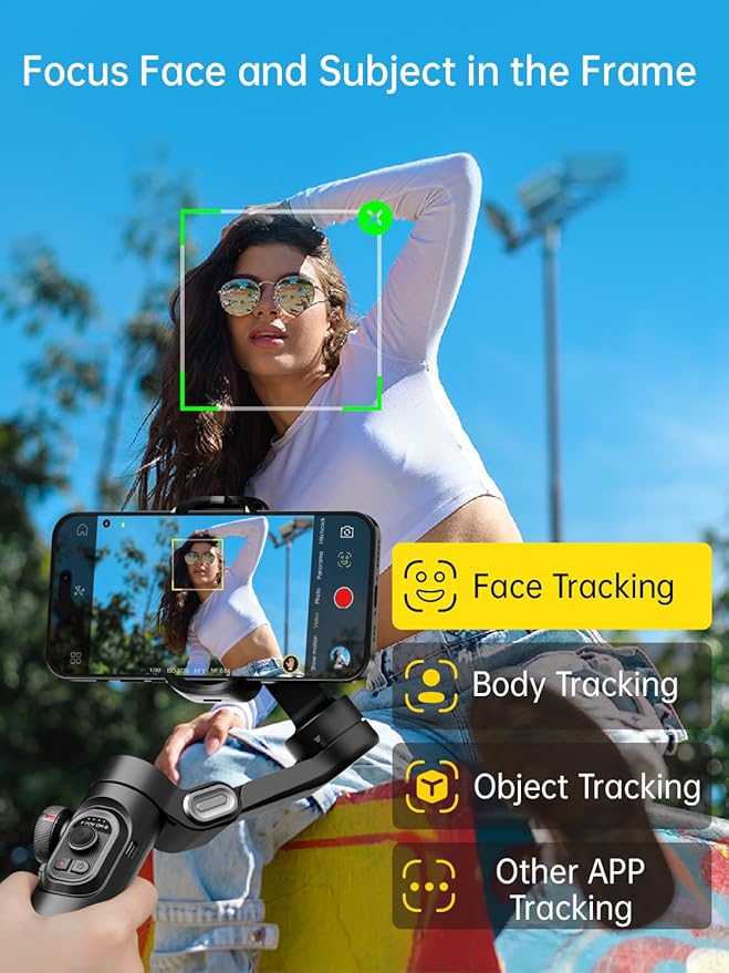 Phone Gimbal Stabilizer 3-Axis Smartphone Foldable Handheld Gimbal for iPhone, Portable Hard Case for Camera, Lens & 3-Axis Gimbal, EVA Protective Storage Bag w/Hand Strap, Smart XE & B30