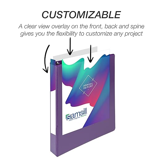 Samsill Durable 1 inch 3 Ring Binder, Made in USA, D Ring Binder, FSC 100% Recycled Chipboard, Purple, 4 Pack