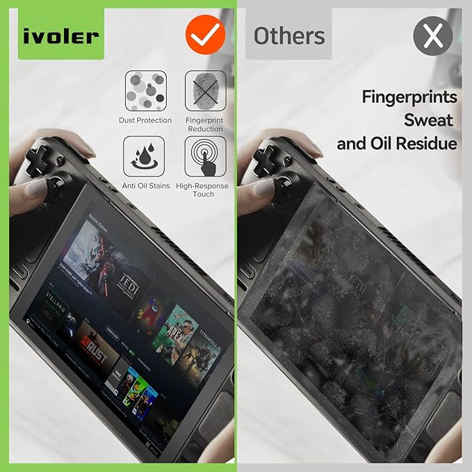ivoler 2-Pack anti-glare Etched Screen Protector for Steam Deck 7.0''/Steam Deck OLED 7.4'', Matte Anti Glare Tempered Glass with Alignment Frame Anti-Scratch Full Coverage Guard for Steam Deck