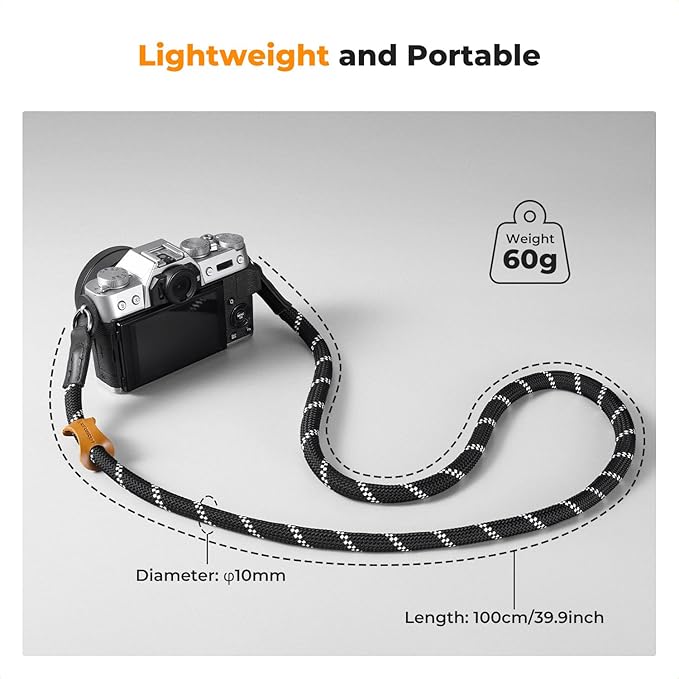 K&F CONCEPT Camera Neck Strap,100cm Nylon Rope Camera Shoulder Strap with O-ring for DSLR Camera