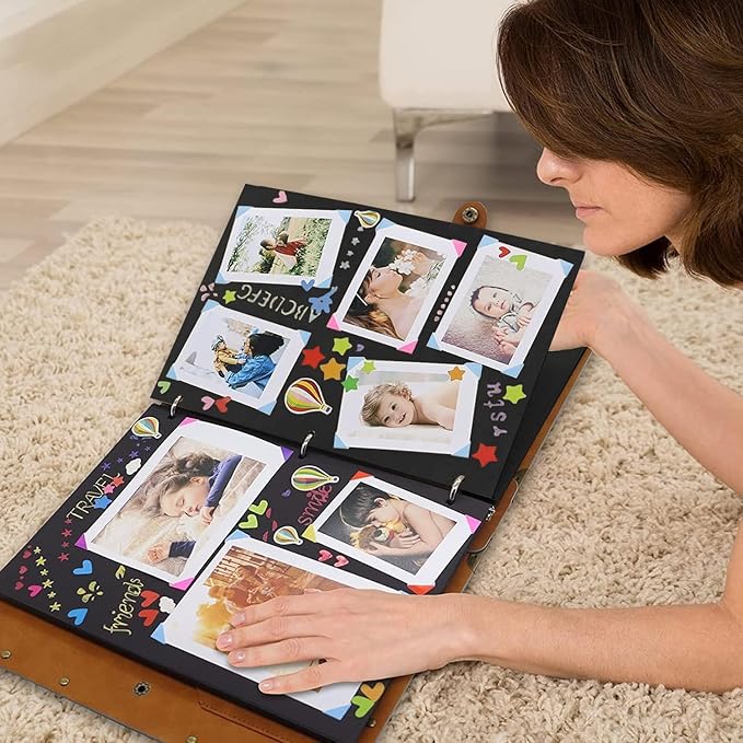 ZEEYUAN DIY Scrapbook Photo Album 60 Pages PU Leather Memory Photo Book 8.5x11 inch, Vintage Family Scrap Book Travelling Journal Scrapbook Scrapbooking Kits Gift for Couples Anniversary Birthday