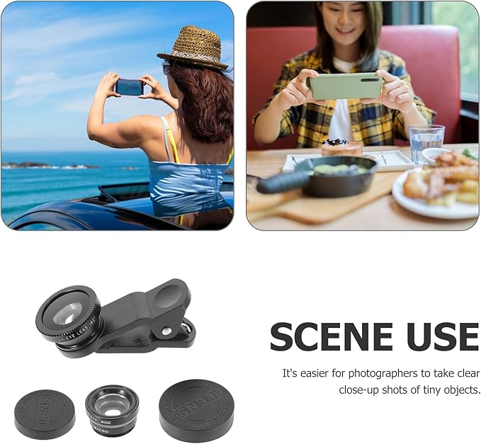 ibasenice 3 in 1 Phone Camera 0. 67x Wide Angle Macro Lens 180 Degree Fisheye Clip-on Professional for Smartphones