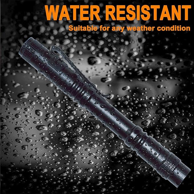 Beieverluck 20 Pack Pen Light Flashlight Mini Small Flashlight with Clip Waterproof LED Pocket Pen Flashlights for Camping, Inspection, Work, and Emergency(Large,Black)