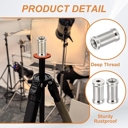 PATIKIL Camera Spigot Screws Converter 1/4" to 3/8" Female to Female, 6 Pack Tripod Screw Adapter Spigot Stud for Light Stands Hot Shoe Cold Shoe Adapter Ball Head Flash, Black