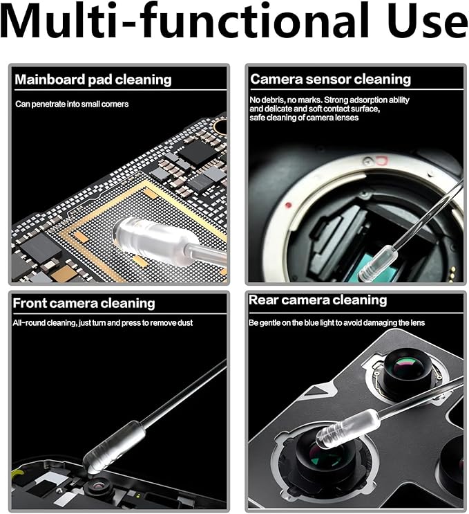 24pcs Camera Lens Cleaning Kit Compatible with iPhone 17, Camera Lens Cleaner Rods, Electronics Dust Removal Sticks for Phones Lens, Internal Components, PCBs - PET Professional Tool