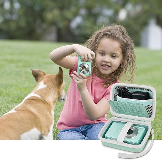 Boobowl Digital Camera Case Compatible with CAMKORY/for Lecnippy/for Lecran/for KODAK PIXPRO/for Qumcou/for WONNIE Point & Shoot Cameras, Small Compact Camera Pouch for SD Card Accessories (Green)