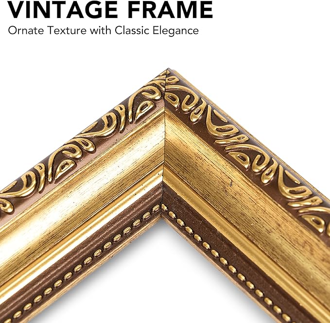 8x8 Vintage Picture Frame with 4x4 Mat Set of 2, Elegant Retro 8 by 8 Photo Frame with Shatter-Resistant Plexiglass for Wall or Tabletop Display, Gallery Decor & Gift, Gold, 2 Pack