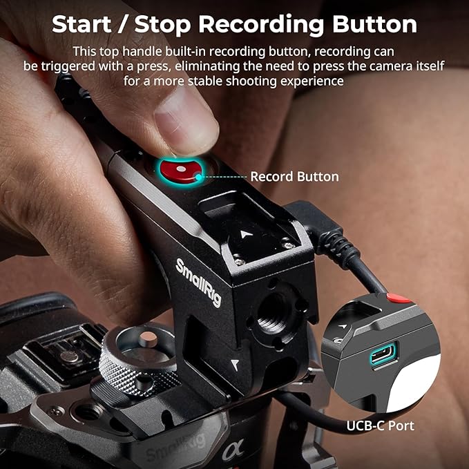 SMALLRIG Top Handle with Record Start/Stop Remote Trigger for ARRI 3/8”-16 Hole, Compatible with Sony A7 III/ FX3/ A6600, for Canon R5II/ R5C, for FUJIFILM X-H2S/ X-T5, for Panasonic S5 II/ GH5
