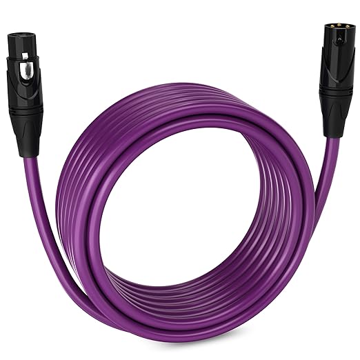 LyxPro 25 Feet XLR Microphone Cable Balanced Male to Female 3 Pin Mic Cord for Powered Speakers Audio Interface Professional Pro Audio Performance and Recording Devices - Purple
