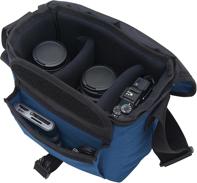 Manhattan Portage Aperture Camera Bag Water-Resistant DSLR & Tech Crossbody with Removable Padded Insert (Navy)