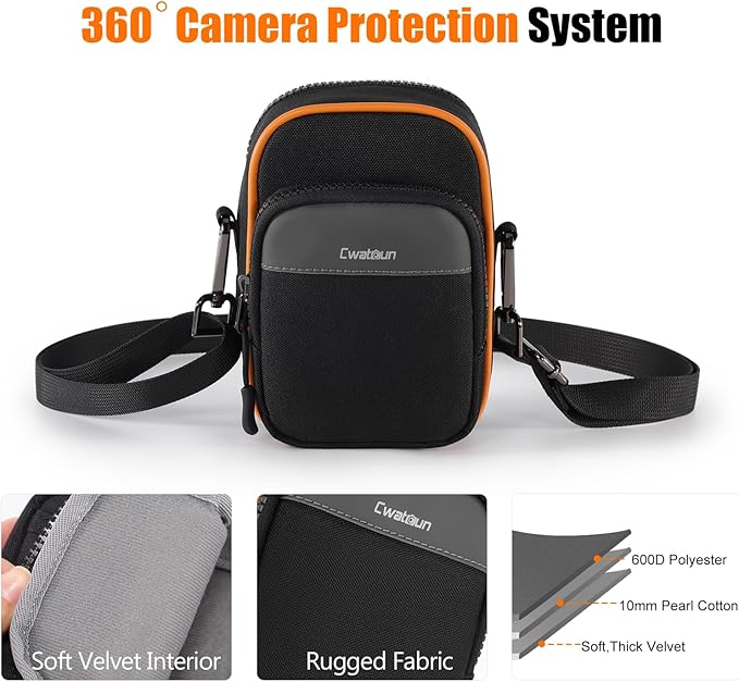 Cwatcun Digital Compact Camera Sling Bag，Portable Protective Small Crossbody Camera Case Lightweight Photography Camera waist bag for Canon Nikon Sony Fuji Digital Camera