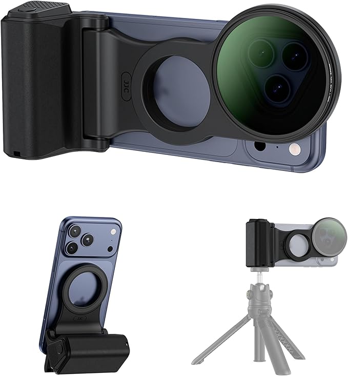 KIWIFOTOS Magnetic Phone Camera Grip with 67mm Phone Lens Filter Adapter Kit for Magsafe iPhone 17 16 15 14 Pro Handle with Remote & Tripod Adapter (Filter not Included)