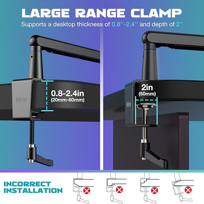 FIFINE Gaming Microphone and Low Profile Arm Stand Bundle, XLR/USB Dynamic Mic with Mute Button, RGB Light, Desktop Stand, Adjustable Boom Arm Kit with Screw Adapter for Streaming Studio (AM8+BM88)
